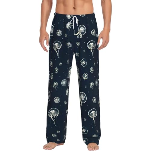 Pantalon de pyjama en flanelle douce à motif méduses et poches