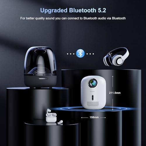 Beamer【Autofocus/trapeziumcorrectie】 Draagbare beamer met 5G wifi en Bluetooth, mini-beamer, 4K native 1080p outdoor projector, thuisbioscoop, videobeamer compatibel met - Image 7