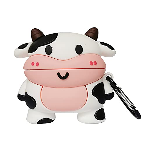 Compatible for Cow Airpods Case Pro 2019, Funny Men Women Cute Kawaii Cartoon 3D Silicone Fashion Cow Protective Skin Cover for Airpod Pro Case