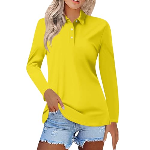 Chemise grande taille femme jaune à manches longues boutonnées coupe ample décontractée