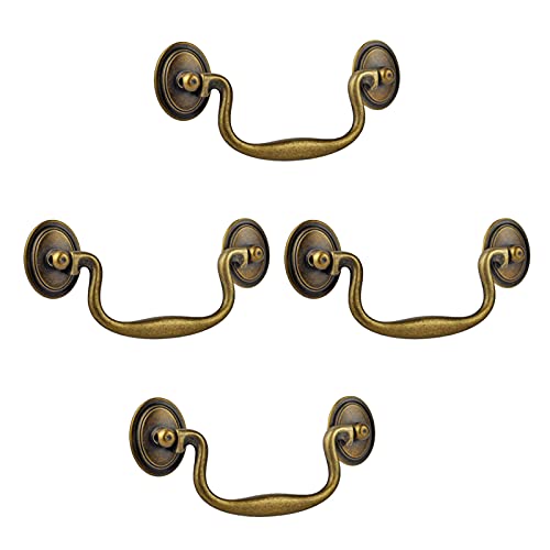 Morobor Zinc Alloy Retro Style Kitchen Cabinet Cupboard Pull Handle Knob,4Pcs Bail Drawer Pull Drop Swing Dresser Handles Antique Bail Pulls Hardware Cabinet Pulls. #TOP21