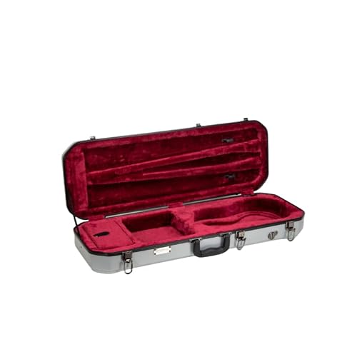 Crossrock Oblong Case fits 4/4 Full-Size Violin, Includes Interior Compartment, 2 Bow Holders, Security Lock, and Detachable Straps-Silver (CRA860VFSL-R)