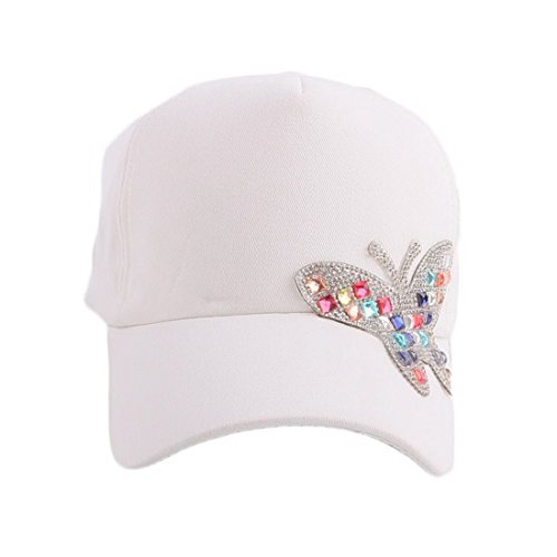 Girls Bling Baseball Hat Rhinestone Crystal Cap,Butterfly Washed Denim Hat2