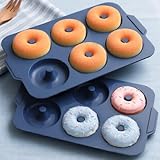 Vnray Nonstick Silicone Donut Pan: 3.5 Inch Doughnut Pan with Metal Frame - Silicone Donut Molds for Baking Gluten Free Glazed Vegan Protein Donuts Bagel - for Oven Kitchen - Home Bakers Housewife