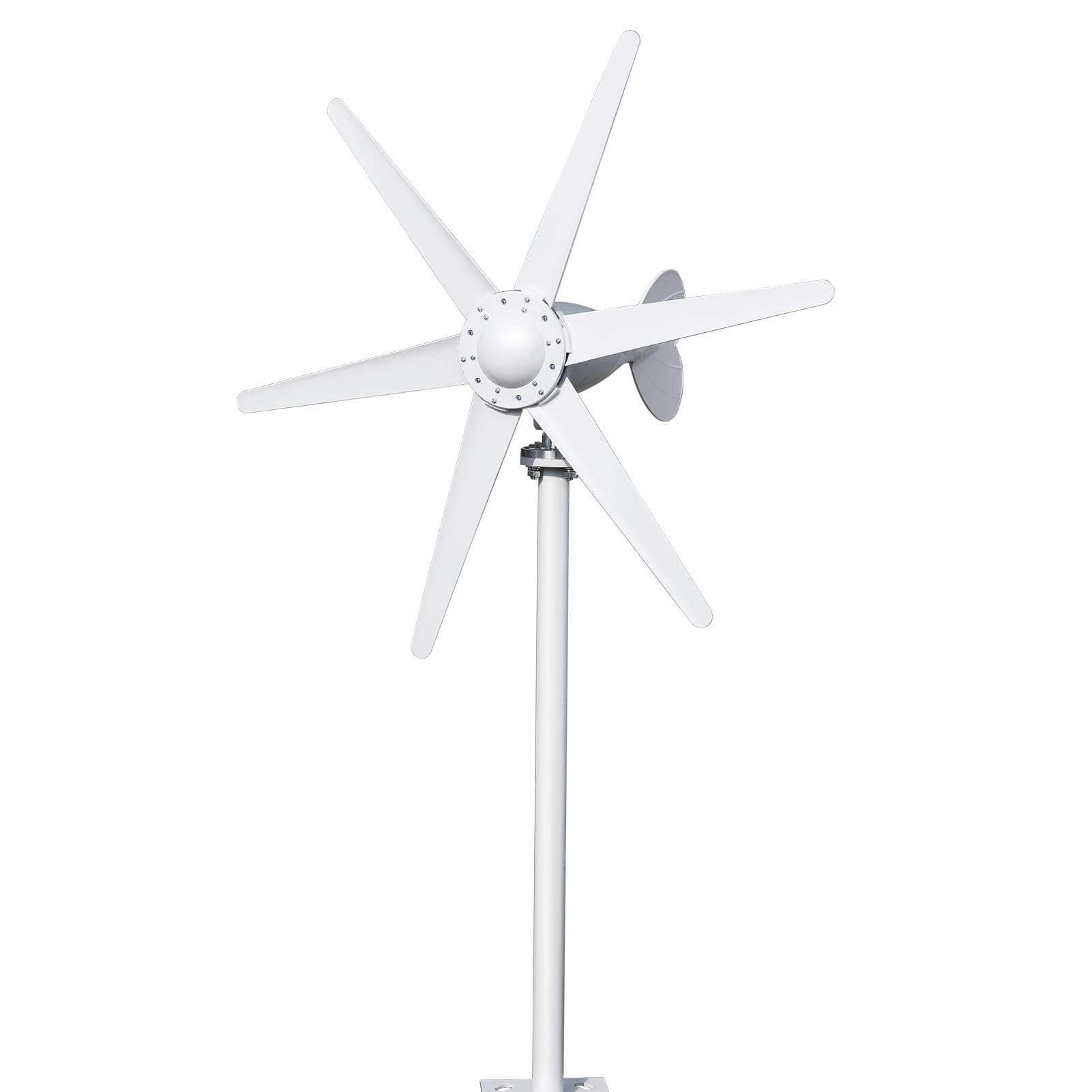 Windturbine, 800 W, 6 Flügel, Haus-Windgenerator mit Controller | Windkraftanlage 800 W für Haus, Bauernhof, Wohnmobil oder Boot. Start bei 1 m/s, 6 Nylonflügel, leise und langlebig, weiß
