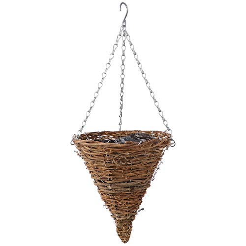 Doitool Hanging Planter Plant Flower Pot Rattan Flower Basket Natural Handmade Rattan Braided Hanging Planter Basket Flower Pot Nest Storage Container (S Log Color) #TOP4