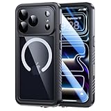 Lanhiem Magnetic for iPhone 17 Pro Case, IP68 Waterproof Dustproof Case, Compatible with MagSafe, Built in Screen Protector, Camera Protection, Full Body Heavy Duty Phone Case 6.3'' (Black/Clear)