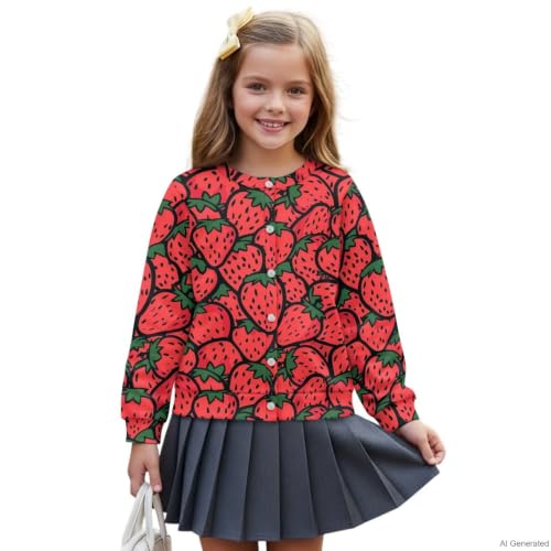 Image of Girls Cardigans Sweater Long Sleeve Crew Neck Button Down Sweaters School Outerwear for Kids Fall Winter Tops