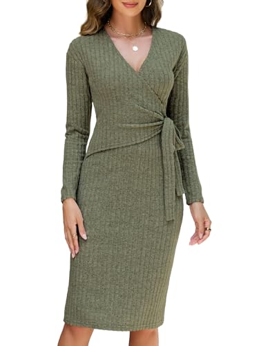 Lyrur Womens 2025 Fall Sweater Dress V Neck Long...