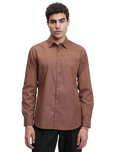 Image of Highlander Men's Casual Shirt | Solid | Slim Fit | Button Closure | Bold Hue for A Stylish & Modern Look
