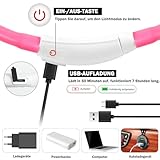 Nepfaivy Leuchthalsband Hund USB Aufladbar - Wasserdichtes Hundehalsband Leuchtend mit Verstellbarer Länge, LED Halsband für Hunde mit 4 Beleuchtungsmodi für Sicherheit, Rosa