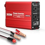 SUNWHEEL 300 Watts Power Inverter 12V DC to 110V AC Car Plug Adapter Converter with LCD Display Dual USB Ports 2 AC Outlets Car Charger for Laptop Computer, Road Trip Essentials Camping Accessories