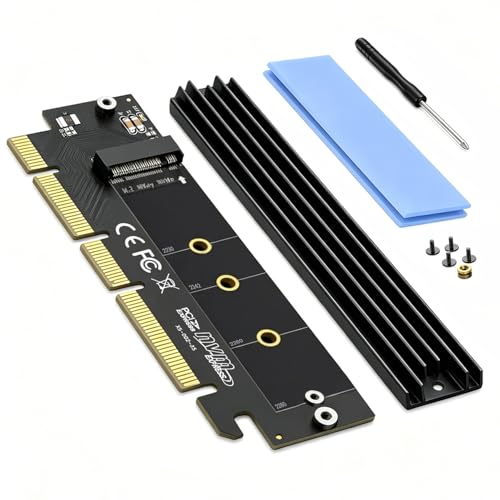 Image of Verilux PCIe 4.0 M.2 NVMe Adapter 64Gbps with Heat Sink for NVMe AHCI SSD 2280 2260 2242 2230 Compatible with PCIe X16