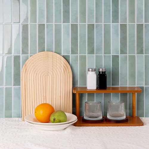 Miniatura 6 de Wostick Verde Azulejos Adhesivos, 3d Azulejo Adhesivos Baño, Fácil De Limpiar Azulejos Adhesivo Cocina Para Decoración Y Renovación Del Hogar, 28x22cm 10sheets