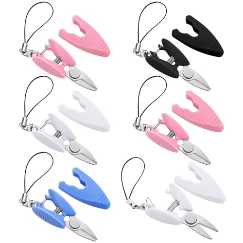 Chunful 6 Pcs Tiny Scissors with Cover for Travel TSA