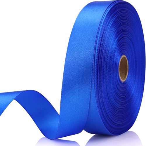 NISDOCF 7/8 Inch 60 Yards Blue Satin Craft Ribbon-Single Face Polyester Ribbon for Handmade Roses Gift Wrapping Timeless Flower Bouquets Wedding and Party Decoration