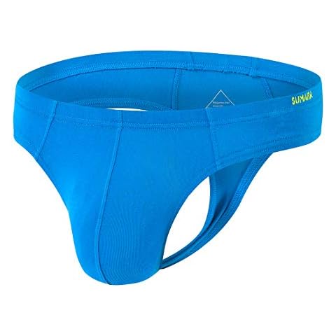 SUMABA Men Thong Sexy Man G-String Butt Flaunting Tongs Undie T-Back Underwears, Blue, Medium Cover
