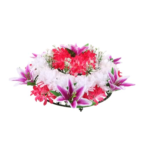 DIYEAH Couronne de Fleurs Artificielles Sacrifice pour Funérailles Couronne de Deuil sans Entretien Décor Naturel pour Cimetières et Activités Commémoratives Couleur Couleur Aléatoire