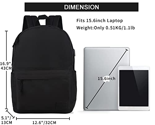 Image of SUPACOOL Lightweight School Backpack with Pencil Pouch, Backpack for School Boys and Girls(Black backpack set)