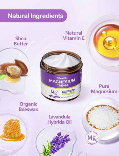 Natural Topical Magnesium Cream for Sleep,Nighttime Magnesium Lotion for Pain and Leg Cramps,Muscle Relaxation,Calm,Deep Hydration for Skin Care.(Lavender)