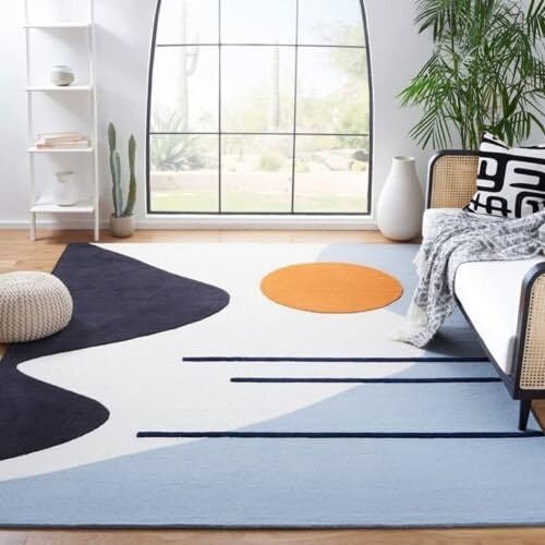 Tapis touffeté main en laine 120 x 180 cm style minimaliste
