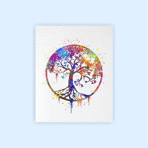 Dignovel Studios 11X14 Unframed Tree Of Life Watercolor Art Print Wall Art Poster Wedding Nursery Nature Love Family Giclee Home Décor N346 #TOP1