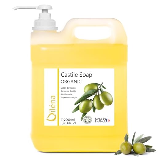 Oïléna El auténtico Jabón de Castilla Ecológico, con Aceite de Oliva, Limpiador Manos, Corporal, Pelo, Gel limpiador Facial, Cocina, Ropa, Coche, 2000 ml