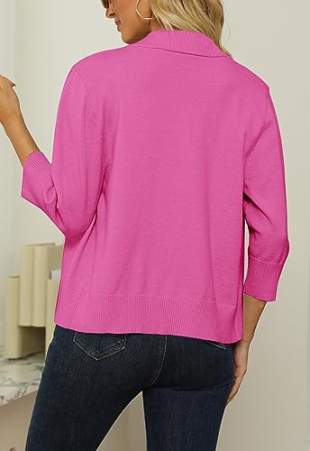 Image of Women's 3 /4 Sleeve Cropped Cardigan Sweater Open Front Short Shrugs Cardigans Lightweight Sweaters