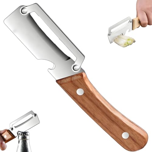 Image of 2026 New Multifunctional Vegetable Peeler for Kitchen, 3 in 1 Multi Functional Wooden Handle Peeler and Bottle Opener, Scallion Slicer, Kitchen Vegetable Peelers for Scallion,Fruit (A*1)