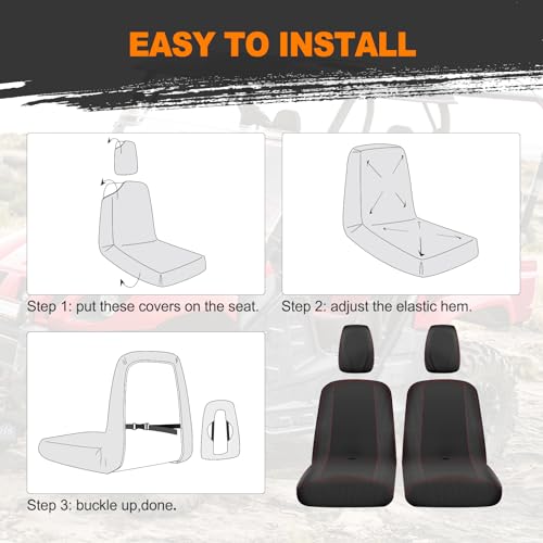 Image of BORDAN UTV Seat Cover for 2004-2021 Yamaha Rhino 700 660 450, Heavy Duty 1680D Waterproof Full Protection Outdoor Seat Cover Set(4 PCS)
