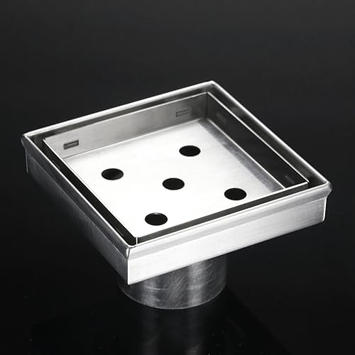 Sharpeye 4 Inch Square Shower Drain with Removable Tile Insert Grate, Brushed 304 Stainless Steel Square Shower Floor Drain, Includes Hair Strainer, CUPC Certified by Sharpeye - Image 4