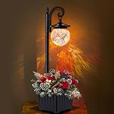 Yonaveil Solar Lamp Post Light with Planter, Matte Black Outdoor Flower Pots with Mosaic Glass, 2 in 1 Waterproof Solar Outdoor Lights for Porch Front Door Patio