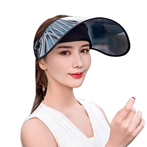 Casquette Visière Femme Chapeau de Soleil Eté Anti-UV Réglable Chapeau Pare-Soleil Large Bord Lentille de Protection UV UPF 50 Chapeau de Moto Vélo Cyclisme Visière de Golf Sport Extérieur