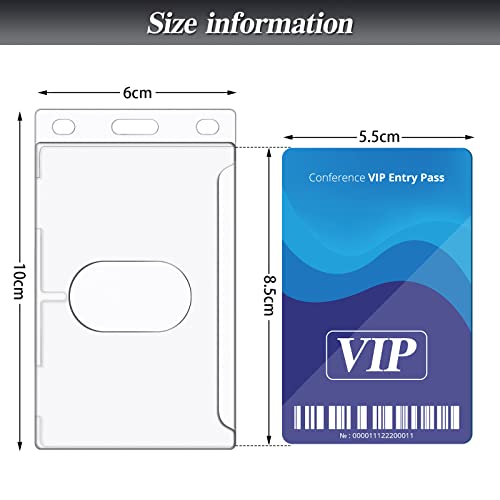 Marspark 20 Pack Keychain Card Holder Plastic Heavy Duty Badge Holder Vertical Clear ID Card Holder with Keyring, Rigid Fuel Card Protector with Thumb Slot Secure Credit Card Protector Case