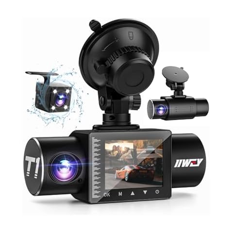 iiwey Dash Cam Front Rear and Inside 1080P Three Channels with IR Night Vision Car Camera SD Card Included Dashboard Camera Dashcam for Cars HDR Motion Detection and G-Sensor for Car, Taxi, Uber Cover