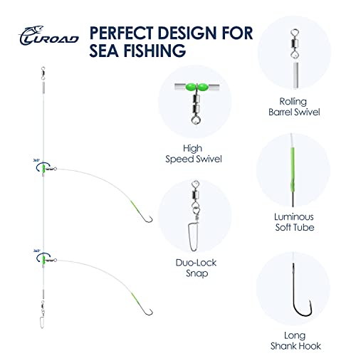 Luroad 5pcs Sea Fishing Rigs, Flapper Rigs Sea Fishing Hook Sizes 1, 2/0 for Beach Casting Shore Fishing Flounder Whiting - Image 3