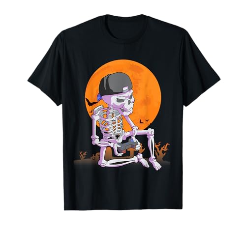 Halloween Shirt Men Teen Boys Gamer Gift Skeleton for Kids T-Shirt