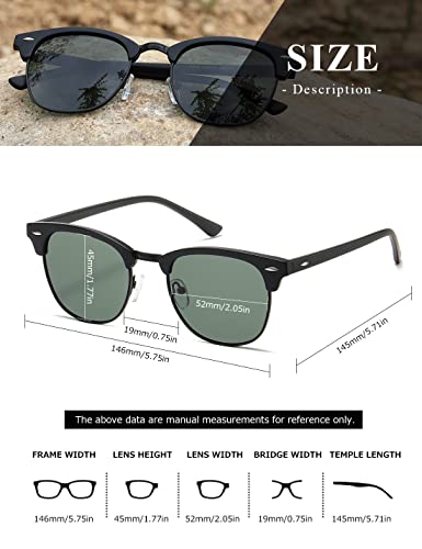 Image of AEVOGUE Polarized Semi Rimless Sunglasses for Men Women, Retro UV400 Sun Glasses for Driving Outdoor