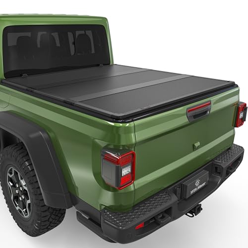 YITAMOTOR FRP Hard Tri-fold Truck Bed Tonneau Cover Compatible with Jeep Gladiator 5ft Bed 2020 2021 2022 2023 2024 2025 JT w/or w/o Trail Rail System