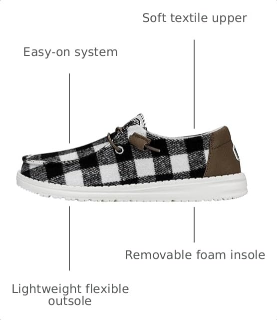 Image of HEYDUDE Wendy Buffalo Plaid | Women's Shoes | Women's Slip-on Loafers | Comfortable & Light-Weight