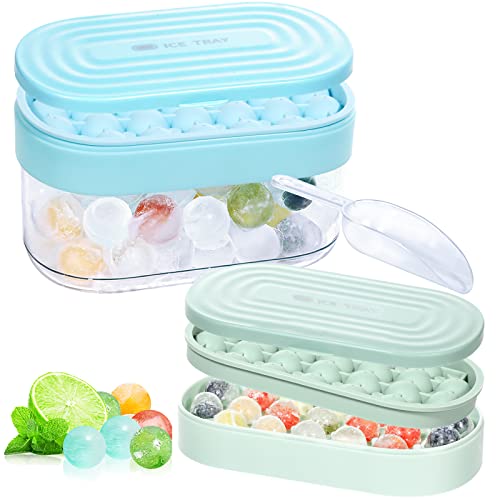 Set 2 moldes de silicona para cubos de hielo con tapa y contenedor miniatura 1