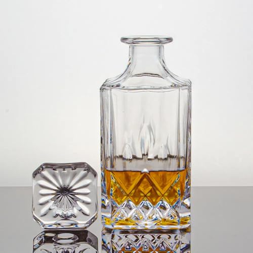 Image of Vilon Whiskey Decanter with Glass Stopper, Crystal Glass Liquor Decanter for Alcohol, Wine, Scotch, Brandy, Vodka or Bourbon decanters | 750 ML | Clear (JZ Decanter)
