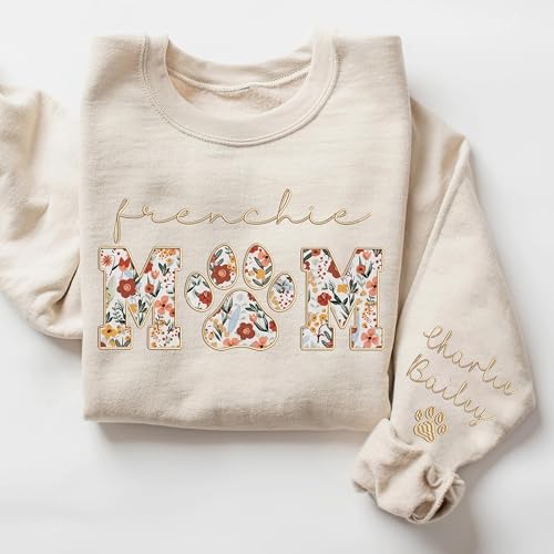 Custom Appliqué Dog Mom Sweatshirt with Kid Names on Sleeve, Dog Mama Sweater, Dog Grandma Gifts2
