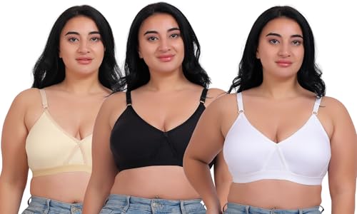 Image of Fabme Women's Seamless Plus Size Cross-Belt -White, Black Pack of 2, 3