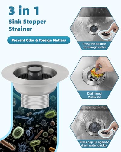 Tapón colador de cocina 3 en 1 universal, 2 piezas acero inoxidable miniatura 4