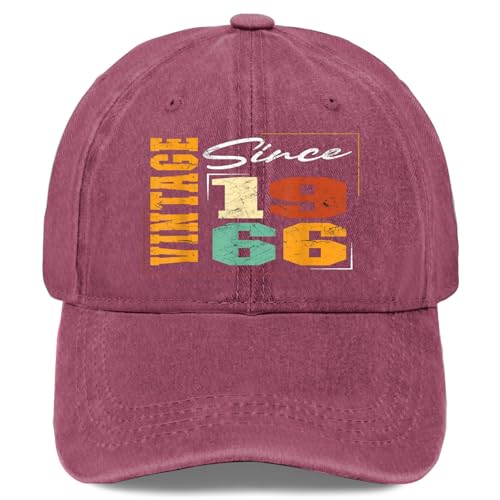 Born in 1966 Birthday, Vintage Flag Born in 1966 Birthday Hats for Men Fashion Wine Red