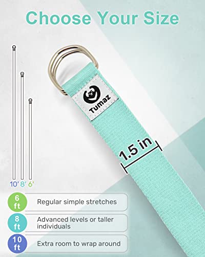 Tumaz Yoga Strap/Stretch Bands [15+ Colors, 6/8/10 Feet Options] With Extra Safe Adjustable D-Ring Buckle, Durable And Comfy Delicate Texture - Best For Daily Stretching, Physical Therapy, Fitness #TOP4