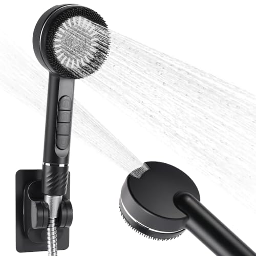 AYESY Massage Duschkopf, Hochdruck Handbrause mit Schlauch, 4 Strahlarten Duschkopf Wassersparend mit Filtration, Duschbrause, 3 Ersatzfilter