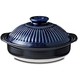 萬古焼 銀峯 菊花 土鍋 8号 2人用 瑠璃釉 ブルー 46081