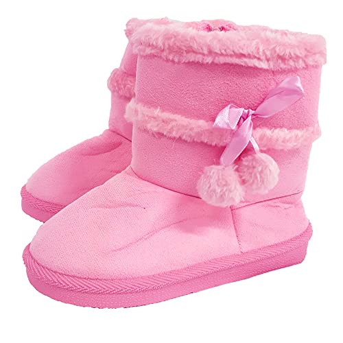Pantufa Bota Infantil Feminina Rosa com Pompom STUF Ref.0016 (br_footwear_size_system, big_kid, numeric_range, medium, numeric_31, numeric_32)